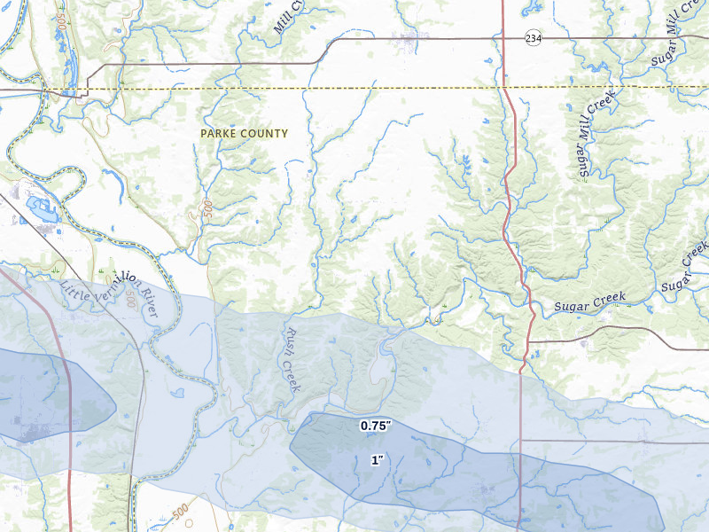 NEXRAD radar-signature map of the hail storm over Kingman, IN on Aug 12, 2026
