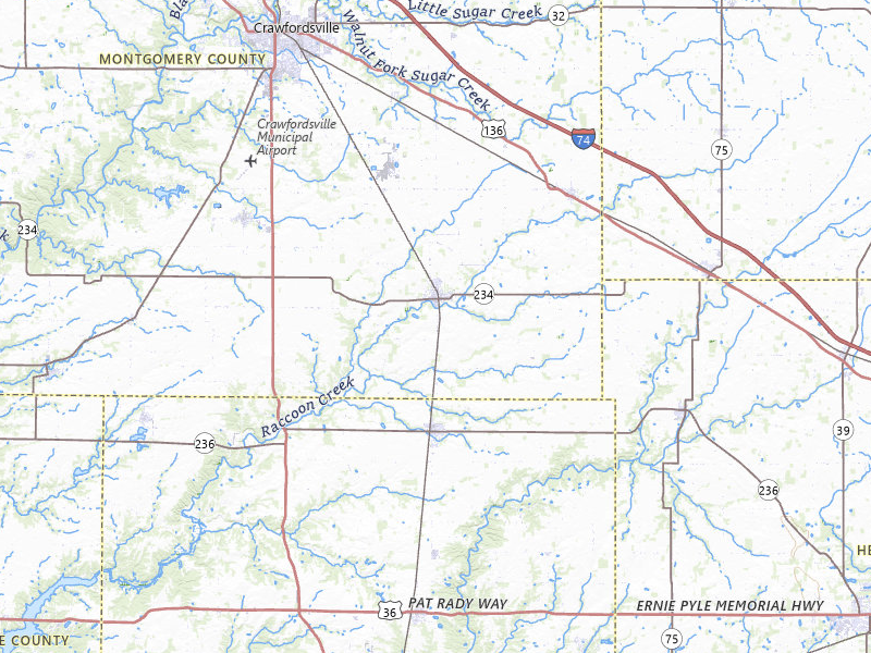 Radar-estimated hail-size map of the storm over Ladoga, IN on Jul 4, 2026