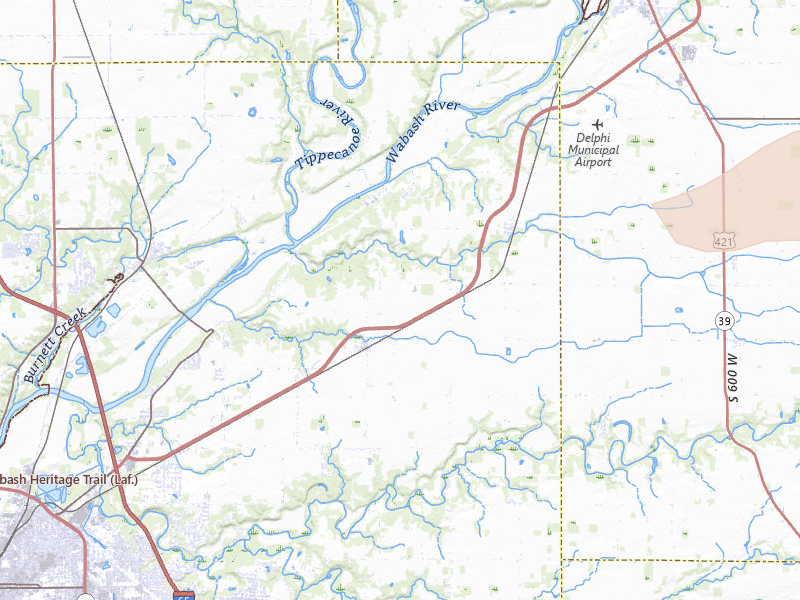 Radar-estimated hail-size map of the storm over Lafayette, IN on Mar 22, 2026