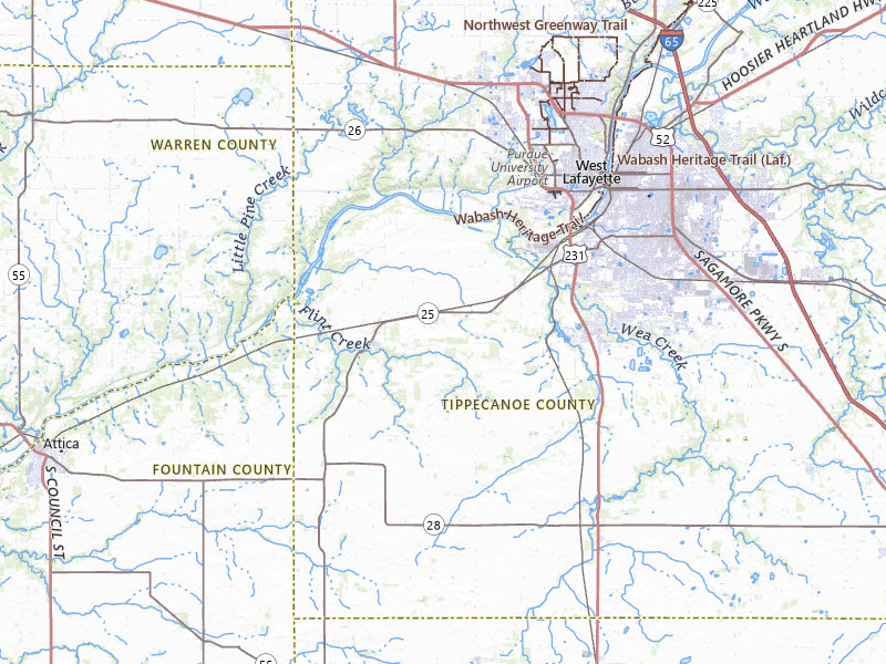 NEXRAD radar-signature map of the hail storm over Lafayette, IN on Jul 10, 2026
