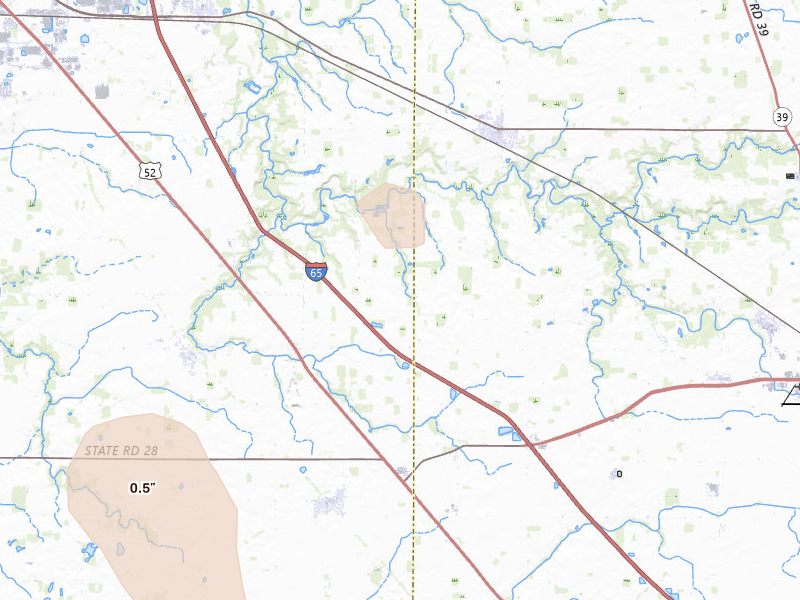 Radar-estimated hail-size map of the storm over Lafayette, IN