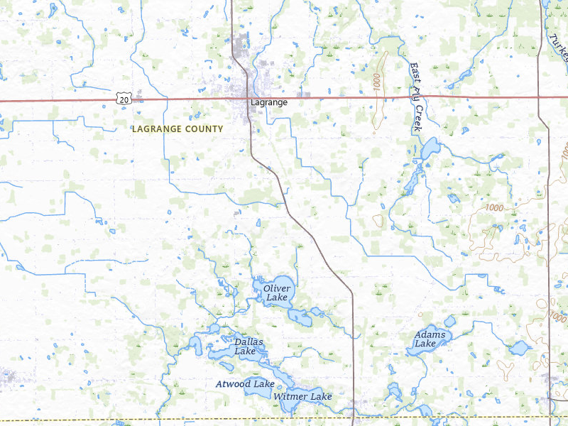 Radar-estimated hail-size map of the storm over Lagrange, IN on Jul 27, 2026