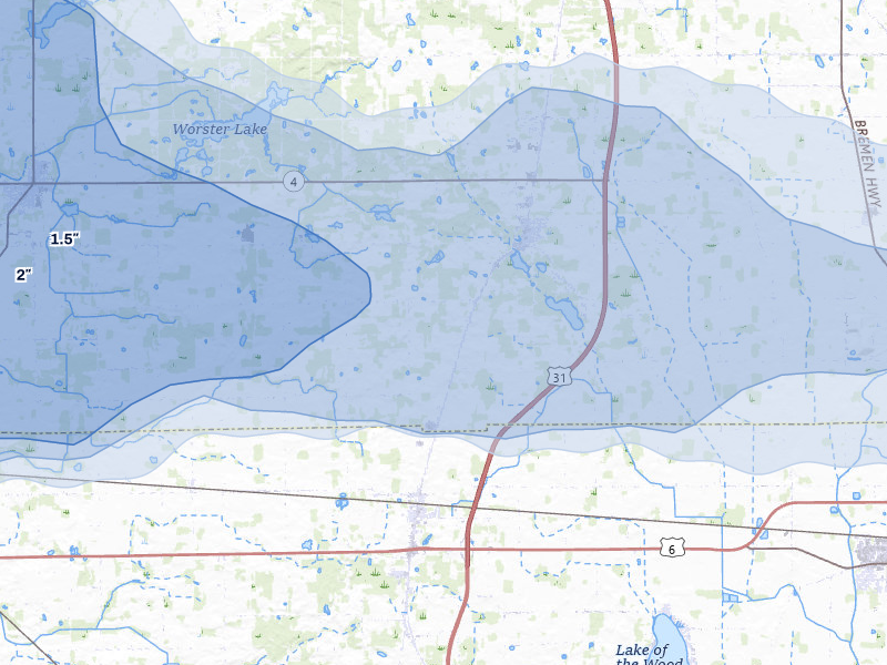 NEXRAD radar-signature map of the hail storm over Lakeville, IN on Aug 9, 2026