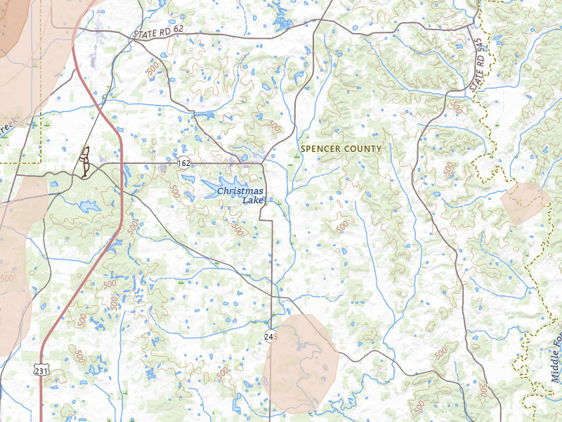 Radar-estimated hail-size map of the storm over Lamar, IN on Apr 27, 2026