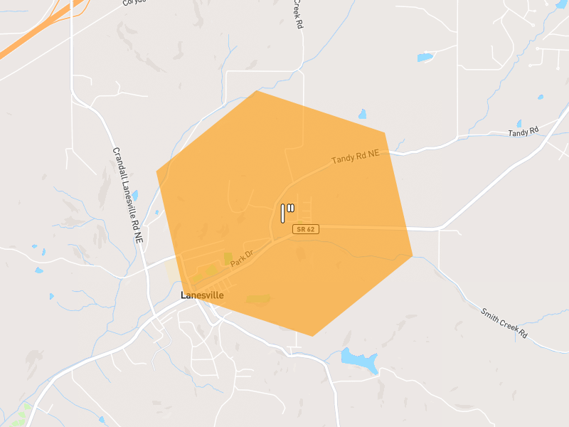 Hail map of Lanesville, IN on Jul 21, 2026, hail up to 1"