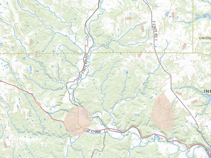 Radar-estimated hail-size map of the storm over Laurel, IN on Aug 11, 2026