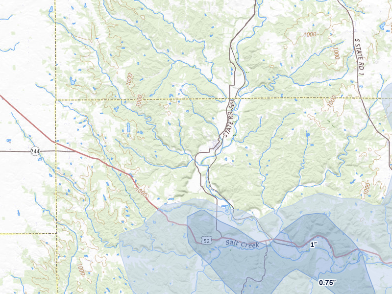 NEXRAD radar-signature map of the hail storm over Laurel, IN on Aug 11, 2026
