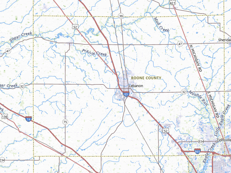 Radar-estimated hail-size map of the storm over Lebanon, IN on Mar 26, 2026