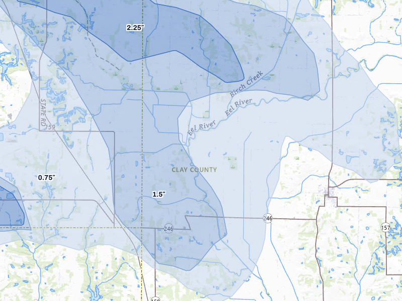 NEXRAD radar-signature map of the hail storm over Lewis, IN on Aug 11, 2026