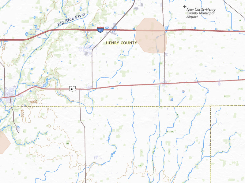 Radar-estimated hail-size map of the storm over Lewisville, IN on Aug 11, 2026