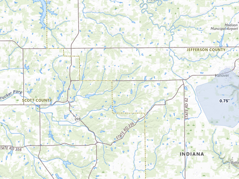 NEXRAD radar-signature map of the hail storm over Lexington, IN on Apr 1, 2026