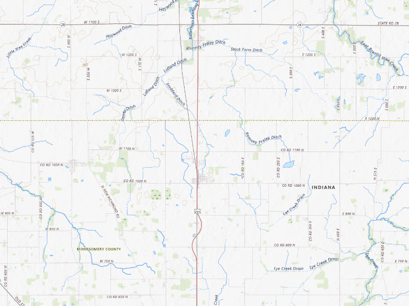 Radar-estimated hail-size map of the storm over Linden, IN on Mar 26, 2026