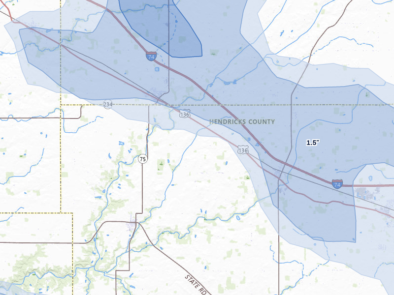 NEXRAD radar-signature map of the hail storm over Lizton, IN on Aug 11, 2026