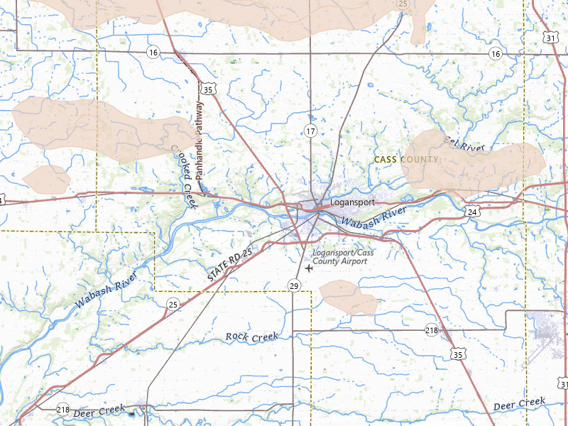 Radar-estimated hail-size map of the storm over Logansport, IN on Aug 10, 2026
