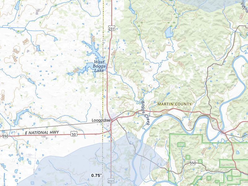 NEXRAD radar-signature map of the hail storm over Loogootee, IN on Mar 4, 2026