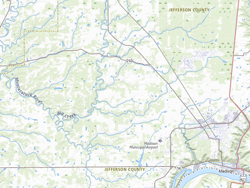 NEXRAD radar-signature map of the hail over Madison, IN