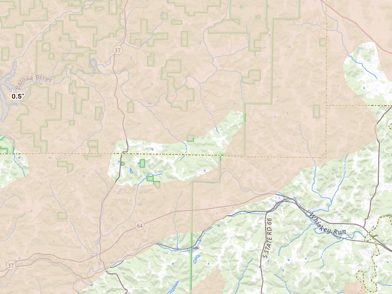 Radar-estimated hail-size map of the storm over Marengo, IN on Apr 27, 2026