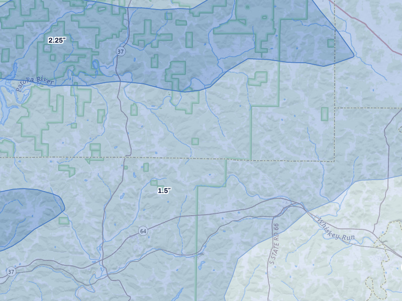 NEXRAD radar-signature map of the hail over Marengo, IN
