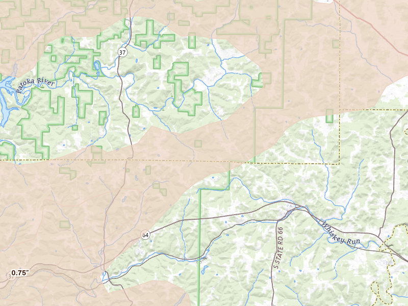 Radar-estimated hail-size map of the storm over Marengo, IN on May 16, 2026