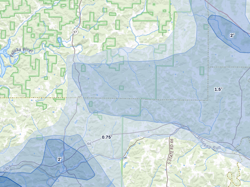NEXRAD radar-signature map of the hail storm over Marengo, IN on Aug 11, 2026