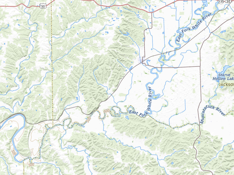 Radar-estimated hail-size map of the storm over Medora, IN on Mar 22, 2026
