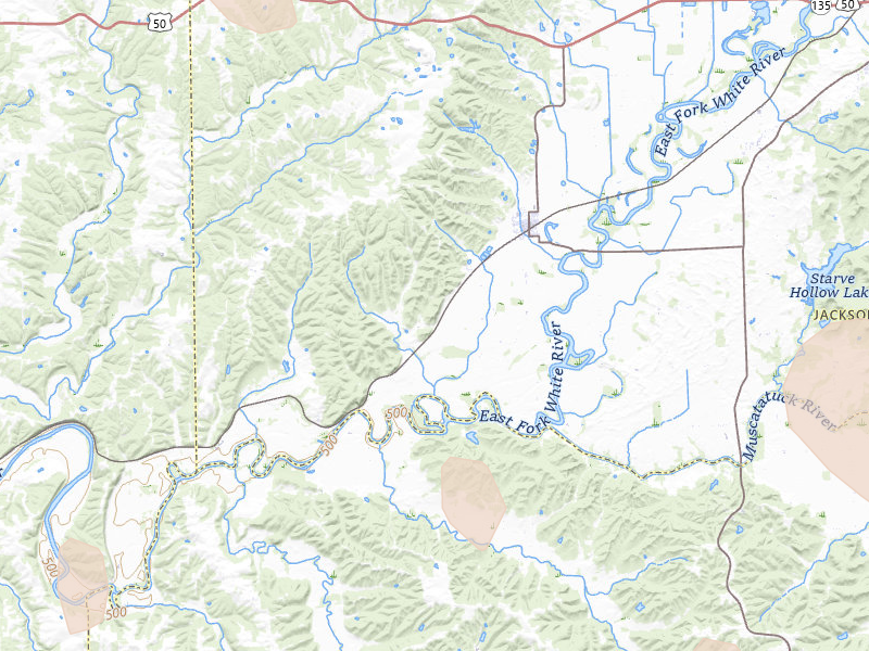 Radar-estimated hail-size map of the storm over Medora, IN on Apr 27, 2026