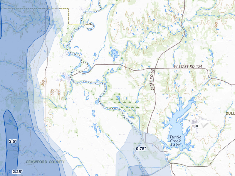 NEXRAD radar-signature map of the hail storm over Merom, IN on Jul 27, 2026