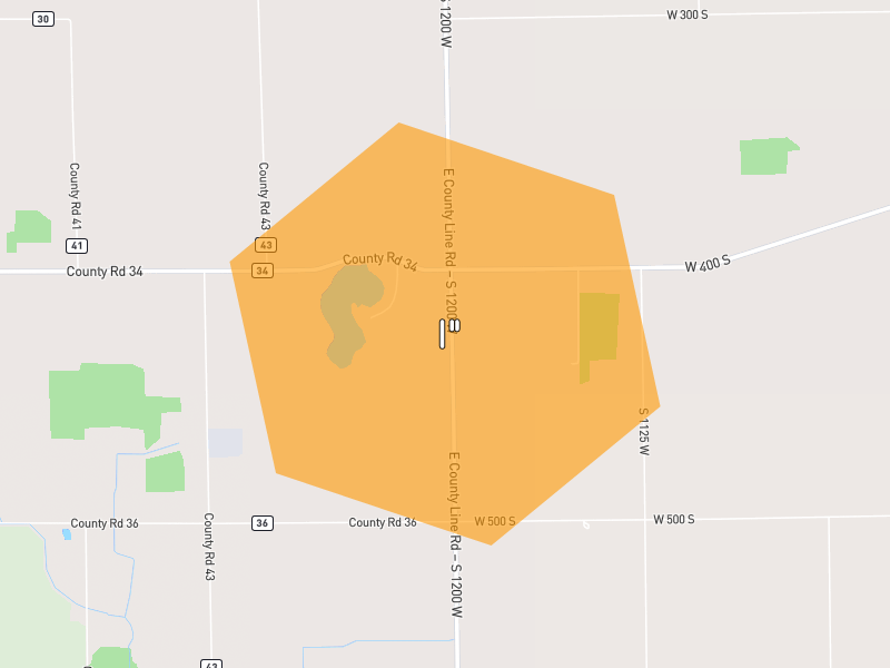 Hail map of Millersburg, IN on Jun 6, 2026, hail up to 1"