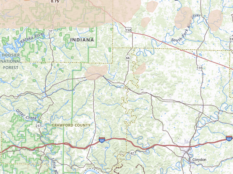 Radar-estimated hail-size map of the storm over Milltown, IN on Mar 22, 2026