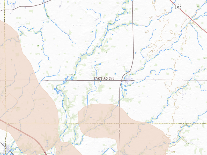 Radar-estimated hail-size map of the storm over Milroy, IN on Aug 11, 2026
