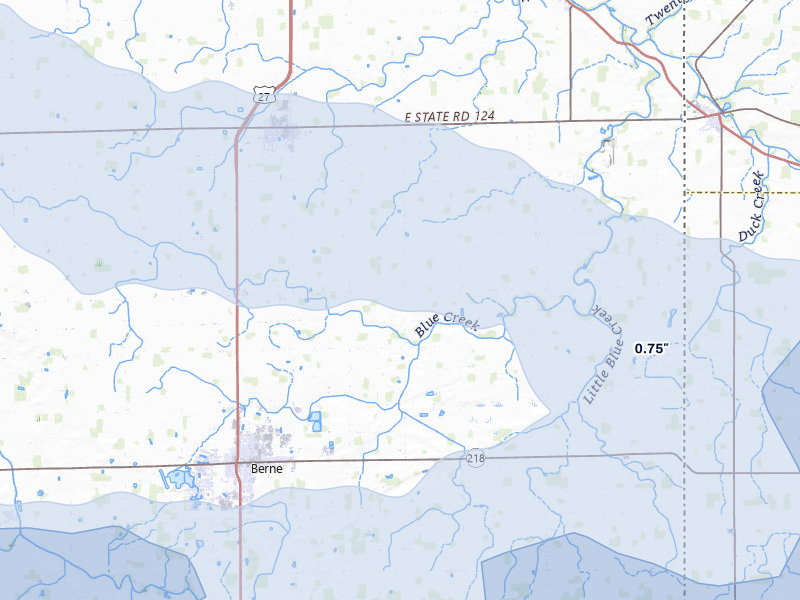NEXRAD radar-signature map of the hail storm over Monroe, IN on Mar 22, 2026