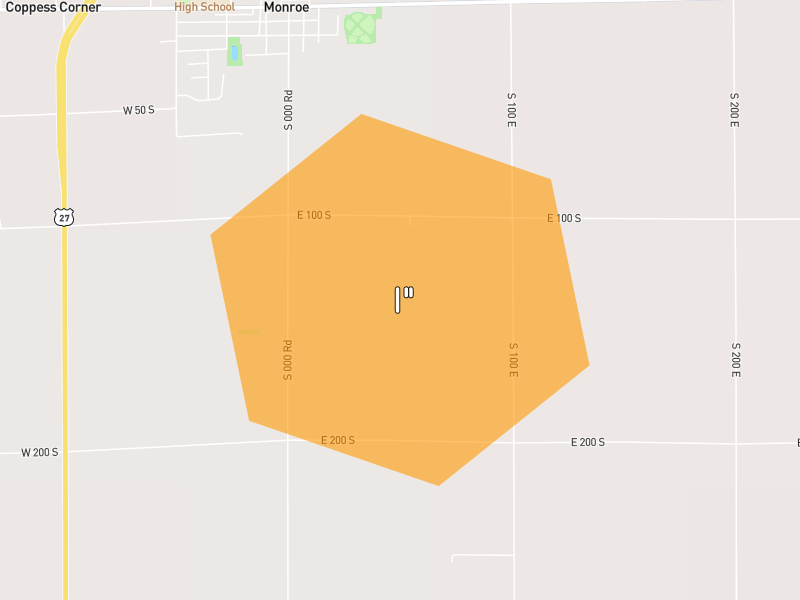 Hail map of Monroe, IN on Jul 3, 2026, hail up to 1"
