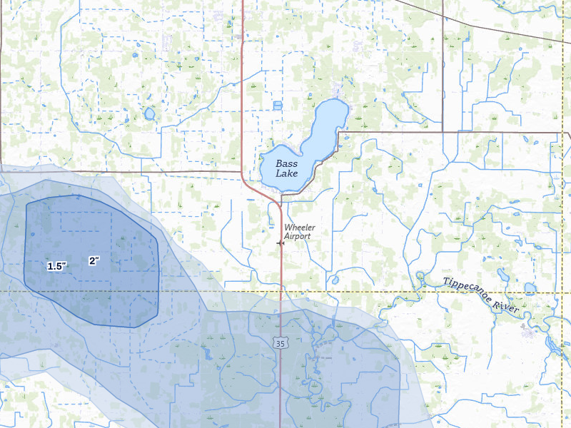 NEXRAD radar-signature map of the hail storm over Monterey, IN on Mar 26, 2026
