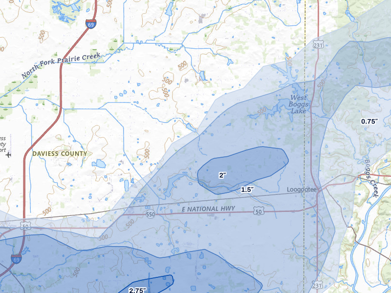 NEXRAD radar-signature map of the hail storm over Montgomery, IN on May 16, 2026
