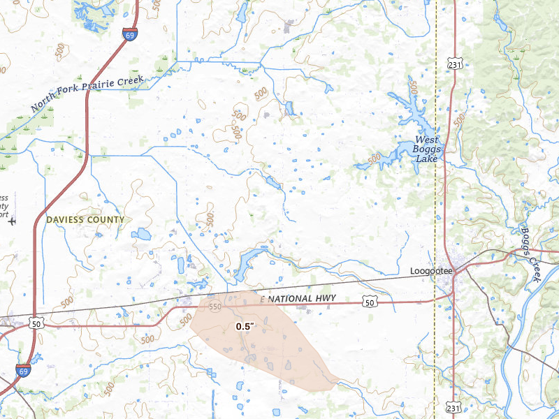 Radar-estimated hail-size map of the storm over Montgomery, IN