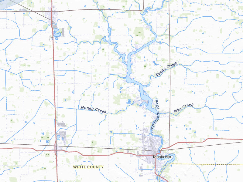 NEXRAD radar-signature map of the hail over Monticello, IN