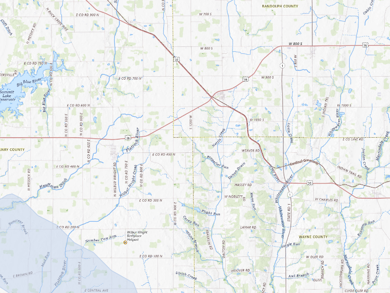 NEXRAD radar-signature map of the hail storm over Mooreland, IN on Aug 15, 2026