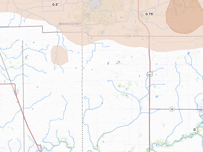 Radar-estimated hail-size map of the storm over Morocco, IN on Apr 13, 2026