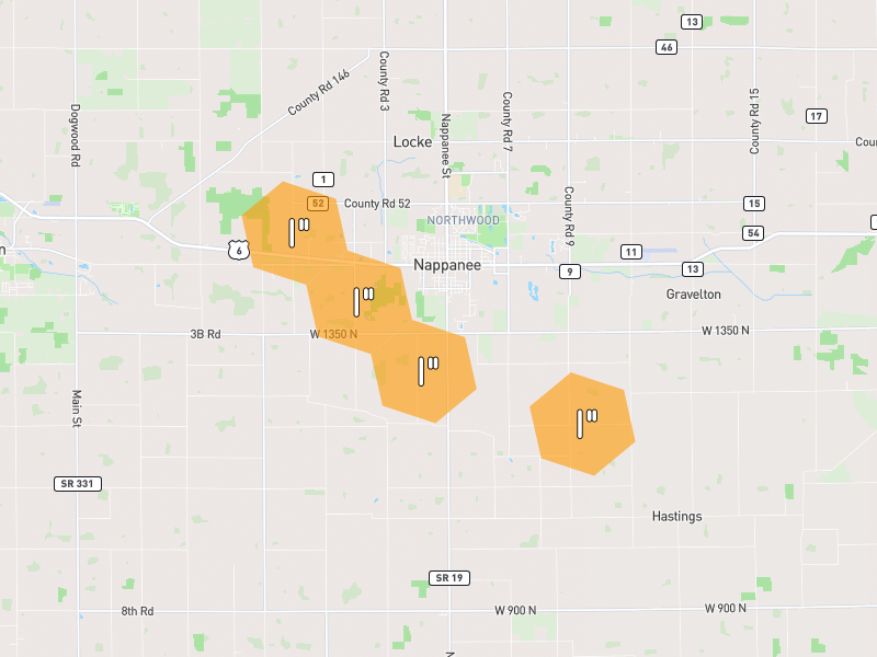 Hail map of Nappanee, IN on Jul 4, 2026, hail up to 1"