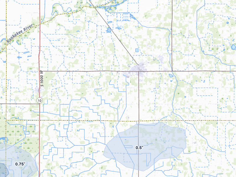 NEXRAD radar-signature map of the hail over North Judson, IN