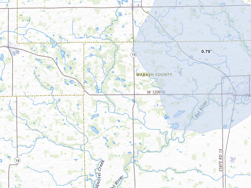 NEXRAD radar-signature map of the hail storm over North Manchester, IN on Jun 5, 2026