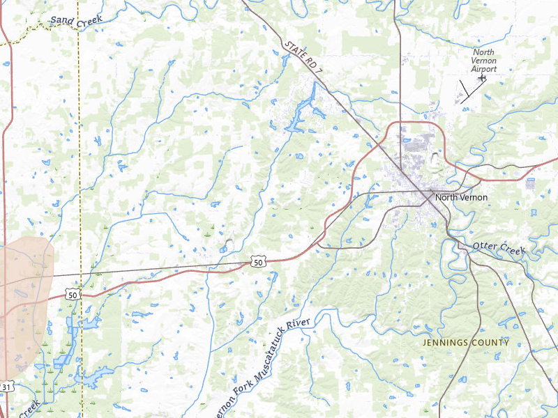 Radar-estimated hail-size map of the storm over North Vernon, IN on Apr 27, 2026
