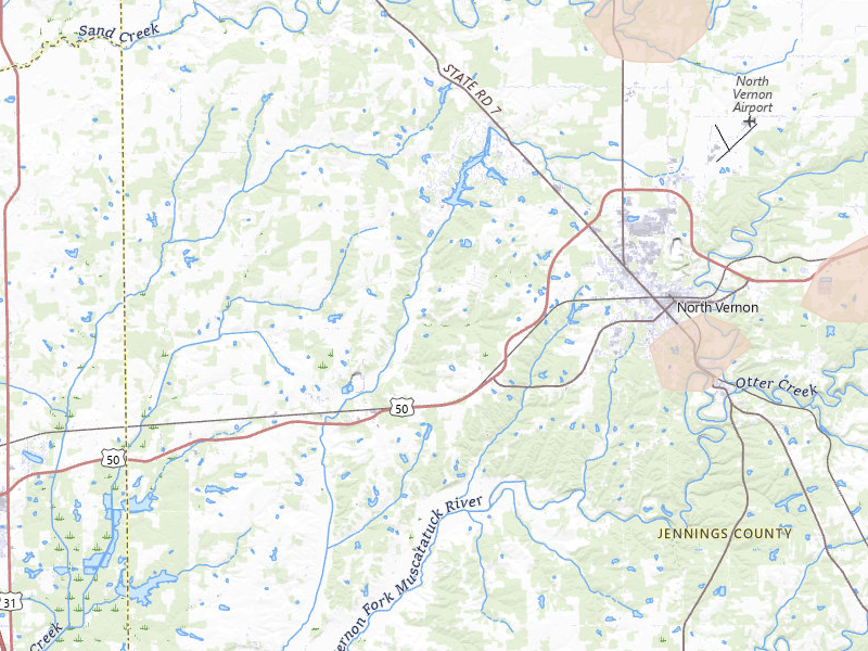Radar-estimated hail-size map of the storm over North Vernon, IN on May 16, 2026