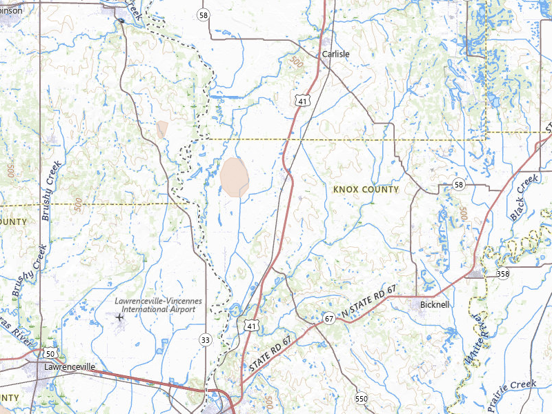 Radar-estimated hail-size map of the storm over Oaktown, IN on Jul 26, 2026
