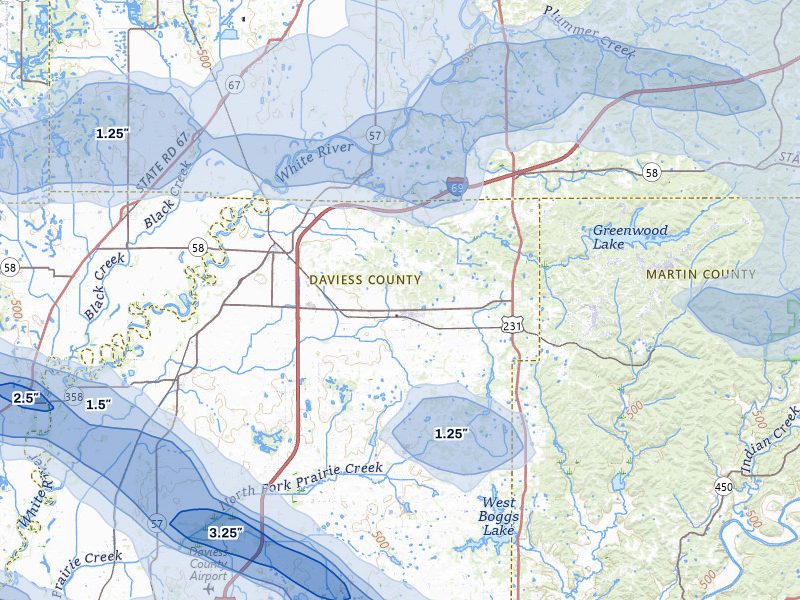 NEXRAD radar-signature map of the hail storm over Odon, IN on Mar 22, 2026