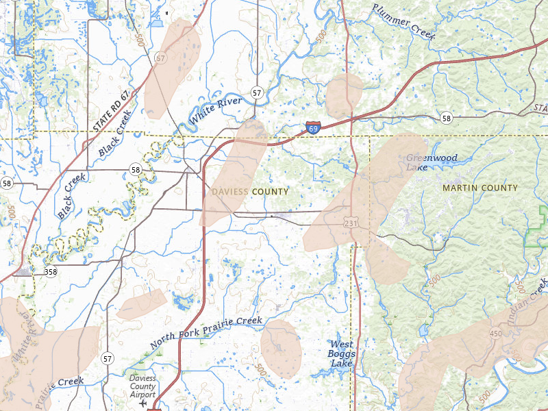 Radar-estimated hail-size map of the storm over Odon, IN on Apr 27, 2026