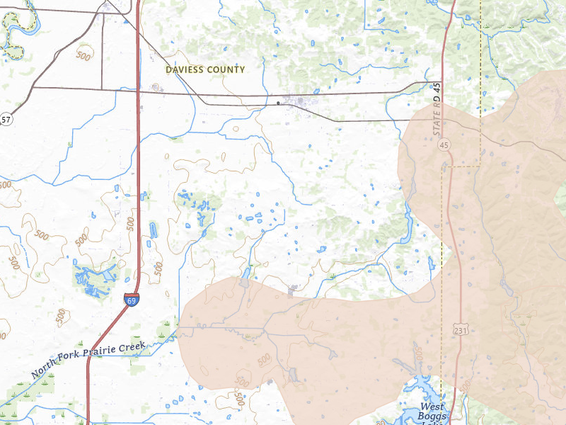 Radar-estimated hail-size map of the storm over Odon, IN on Aug 26, 2026