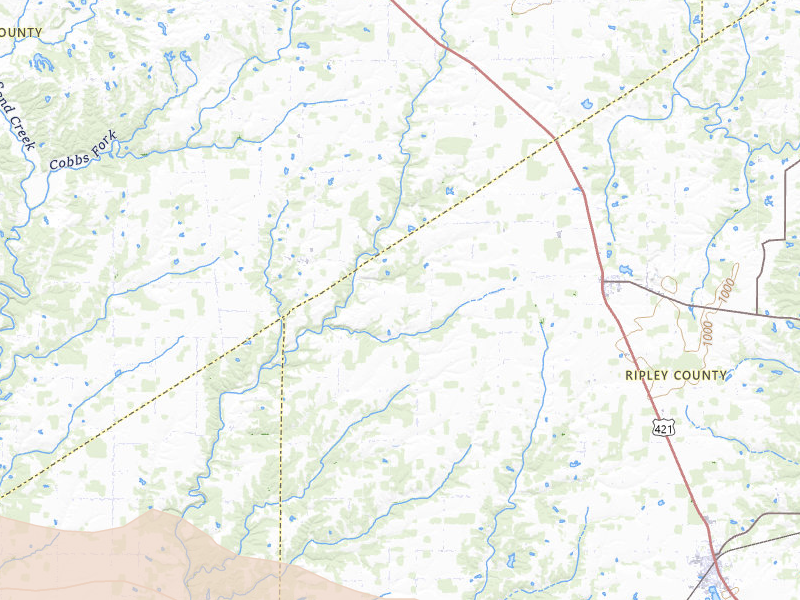 Radar-estimated hail-size map of the storm over Osgood, IN on Jul 21, 2026