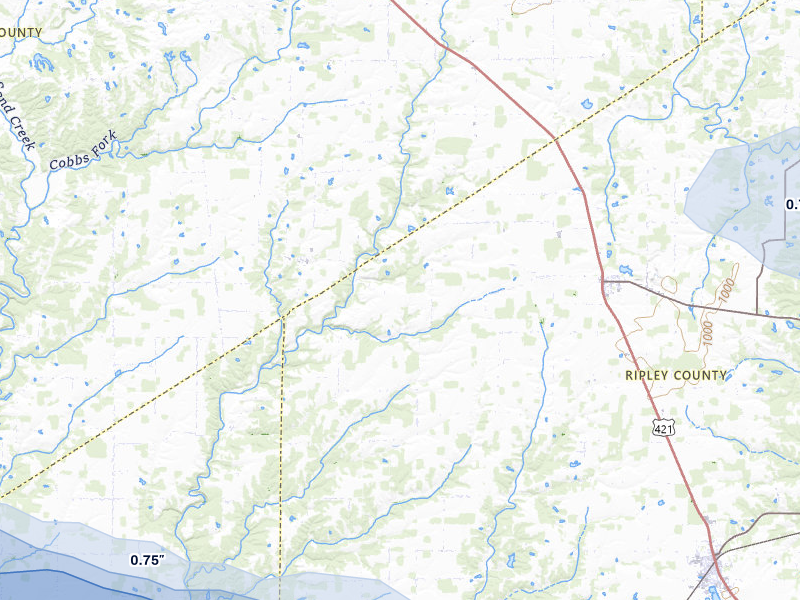 NEXRAD radar-signature map of the hail over Osgood, IN