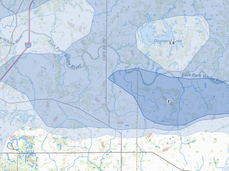 NEXRAD radar-signature map of the hail storm over Otwell, IN on Apr 27, 2026